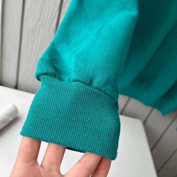 Vintage Jerzees Crewneck Sweatshirt XL Teal Made in USA Blank 80s 90s Y2K - Picture 5 of 8